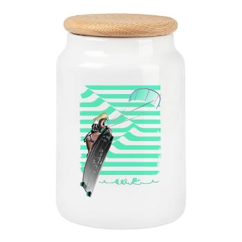 Windsurf Diva Neonsee - Keksdose mit Holzdeckel - Weiß - Vorne