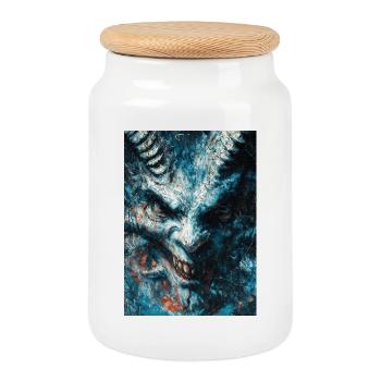 Grimmiger Eiswyrm-Porträt - Keksdose mit Holzdeckel - Weiß - Vorne