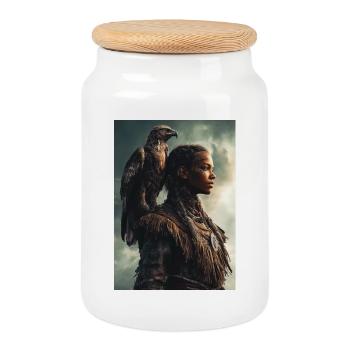 Adler-Geist-Krieger - Keksdose mit Holzdeckel - Weiß - Vorne