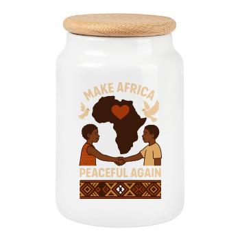 Make Africa Peaceful Again - Keksdose mit Holzdeckel - Weiß - Vorne