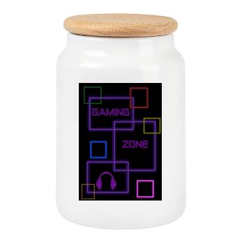Gaming Zone Neon Circuit, Headphones, Glow, retro - Keksdose mit Holzdeckel - Weiß - Vorne
