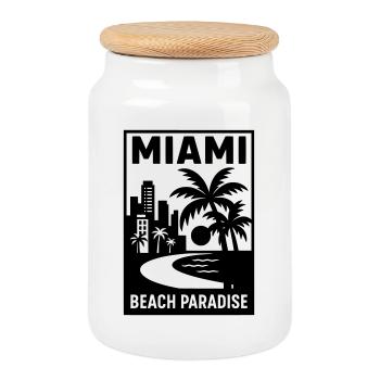 miami florida USA - Keksdose mit Holzdeckel - Weiß - Vorne