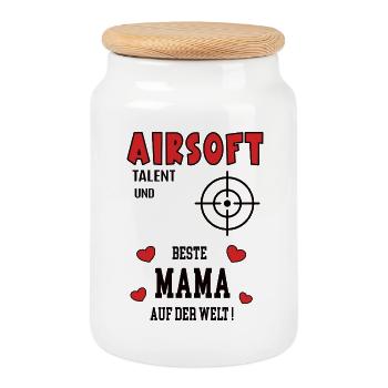 Joueuse Airsoft Maman Joueuse Airsoft Maman - Boîte à biscuits avec couvercle en bois - blanc - Devant
