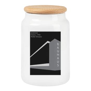 Modern architecture: Bauhaus - Cookie Jar with Wooden Lid - white - Front