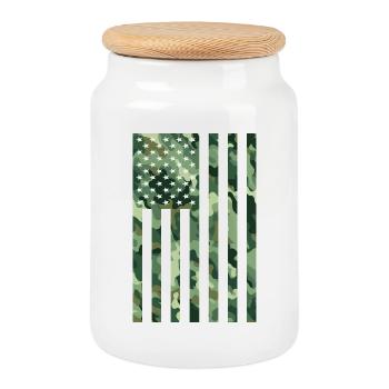 USA Flagge Camo Camouflage Militär Army - Keksdose mit Holzdeckel - Weiß - Vorne