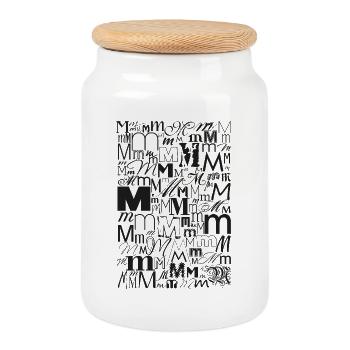 Typo M – Letter Design for Font Lovers - Cookie Jar with Wooden Lid - white - Front