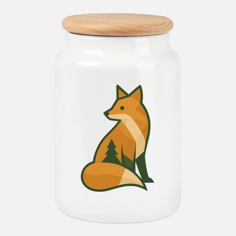 Waldfuchs - Keksdose mit Holzdeckel - Weiß