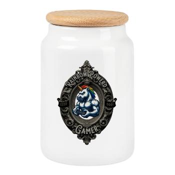Rainbow Power Gamer - Cookie Jar with Wooden Lid - white - Front