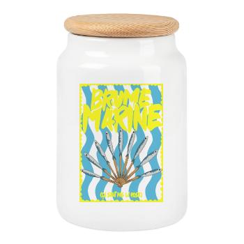 Marine mist and sardine fan - Cookie Jar with Wooden Lid - white - Front