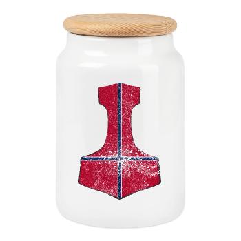 Thorhammer Norway – Vikings & Nordic Design - Cookie Jar with Wooden Lid - white - Front