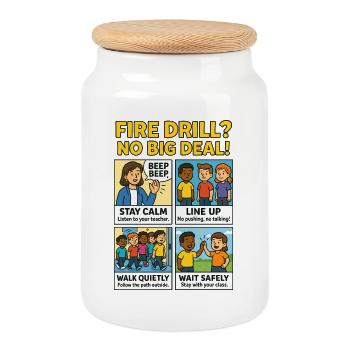Fire alarm made easy - Cookie Jar with Wooden Lid - white - Front