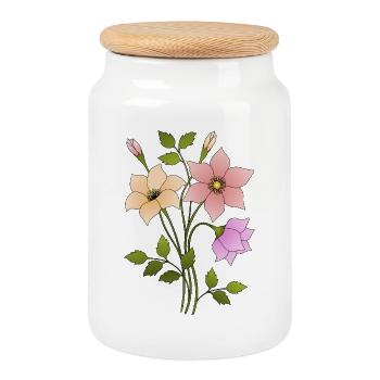 Blumen - Boîte à biscuits avec couvercle en bois - blanc - Devant