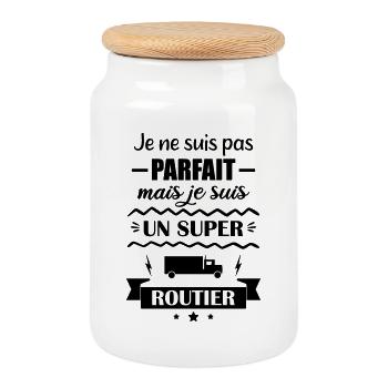 Super Truck Driver - Cookie Jar with Wooden Lid - white - Front