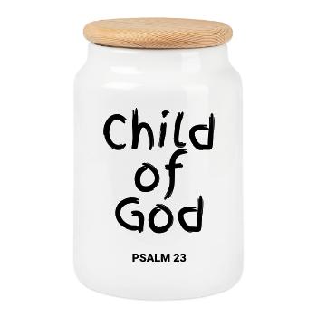child of god - Cookie Jar with Wooden Lid - white - Front