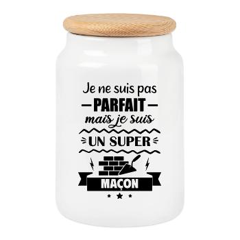 Not perfect but great mason - Cookie Jar with Wooden Lid - white - Front