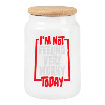 I'm Not Feeling Very Worky Today Faul Arbeit Humor - Cookie Jar with Wooden Lid - white - Front