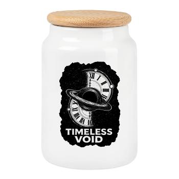 TIMELESS VOID – The Black Hole of Time - Cookie Jar with Wooden Lid - white - Front