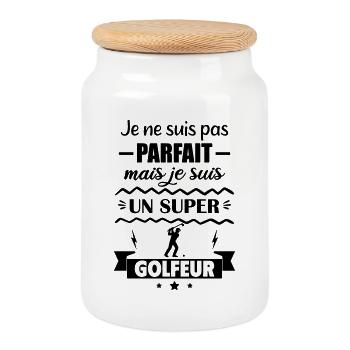 Not perfect but great golfer Golf - Cookie Jar with Wooden Lid - white - Front