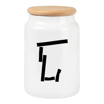Urban letter (2) - Cookie Jar with Wooden Lid - white - Front
