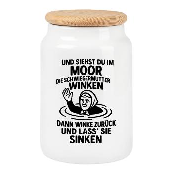 schwiegermutter spruch böse gemein - Keksdose mit Holzdeckel - Weiß - Vorne