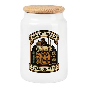 Urbex - Urban Exploration - Cookie Jar with Wooden Lid - white - Front