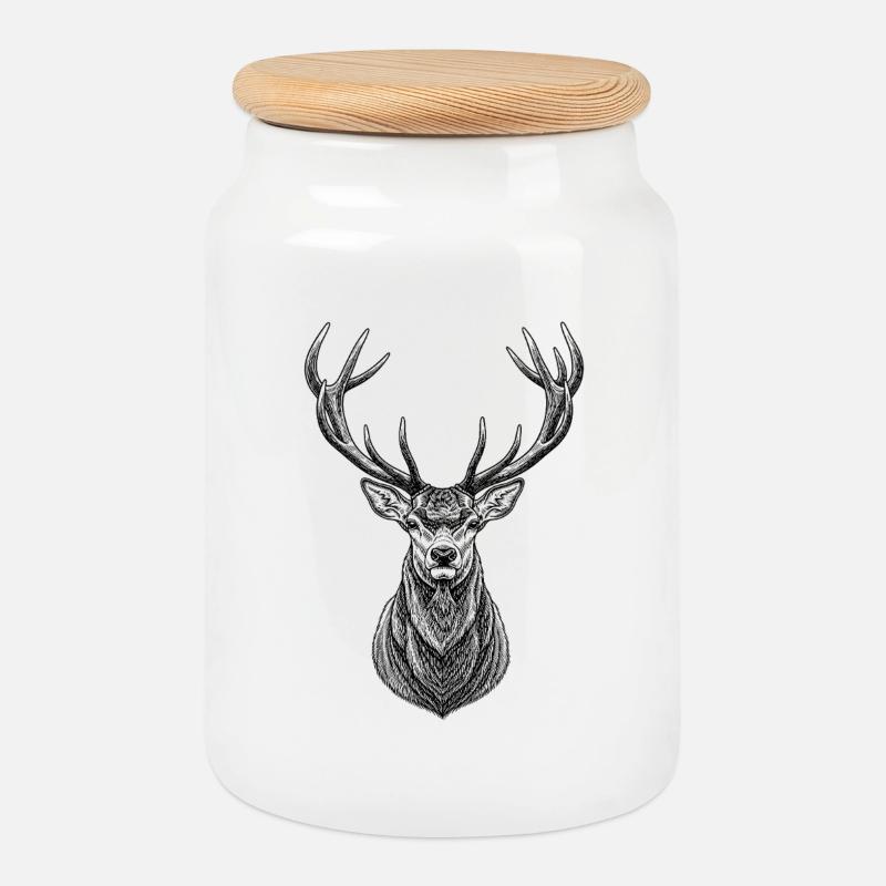 Hirsch Geweih | Jäger Wald & Natur Geschenk - Keksdose mit Holzdeckel - Weiß