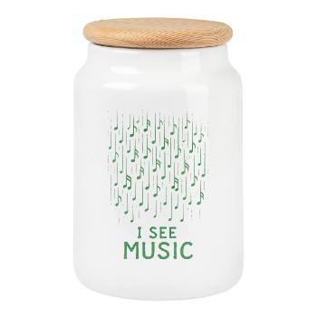 I See Music: Abstrakter Notenregen - Keksdose mit Holzdeckel - Weiß - Vorne