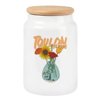 Toulon Fleuri Vase fleurs petiteToulon - Boîte à biscuits avec couvercle en bois - blanc - Devant