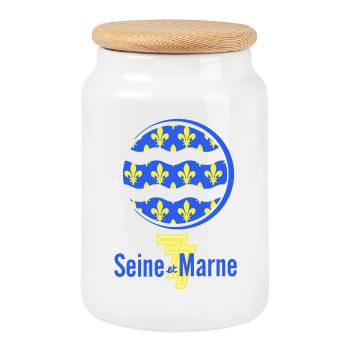 Logo Seine et Marne 77 - Cookie Jar with Wooden Lid - white - Front
