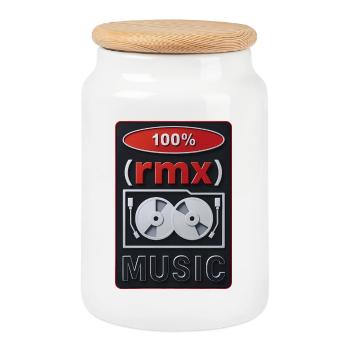 100% REMIX - sound & vision - Boîte à biscuits avec couvercle en bois - blanc - Devant