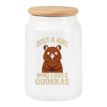 Juste une fille qui aime les quokkas - Boîte à biscuits avec couvercle en bois - blanc - Devant