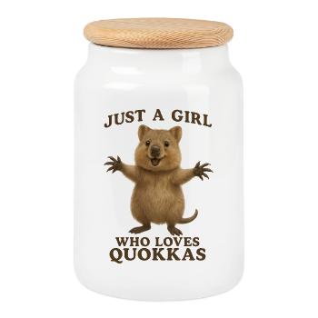 Juste une fille qui aime les quokkas - Boîte à biscuits avec couvercle en bois - blanc - Devant