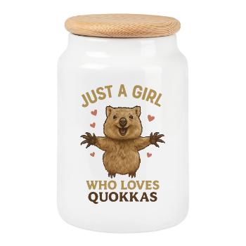 Juste une fille qui aime les quokkas - Boîte à biscuits avec couvercle en bois - blanc - Devant