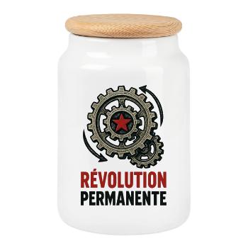 Révolution permanente - Boîte à biscuits avec couvercle en bois - blanc - Devant
