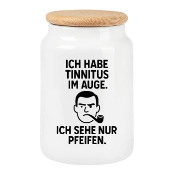 tinnitus pfeife auge - Keksdose mit Holzdeckel - Weiß - Vorne