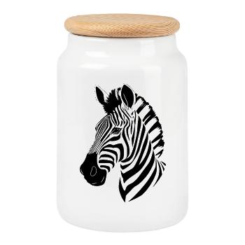 Zebra T-shirt Geschenk - Keksdose mit Holzdeckel - Weiß - Vorne
