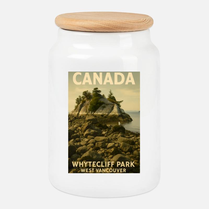 Whytecliff Park Coastline West Vancouver - Keksdose mit Holzdeckel - Weiß