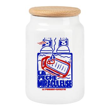 Pêche Miraculeuse Retro - Cookie Jar with Wooden Lid - white - Front