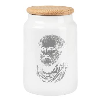 Portrait de la silhouette d’Aristote - Boîte à biscuits avec couvercle en bois - blanc - Devant