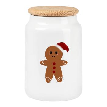 Weihnachts-Lebkuchen - Keksdose mit Holzdeckel - Weiß - Vorne