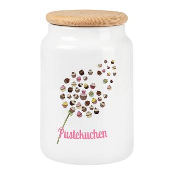 Gâteau feuilleté – Motif de cupcakes drôle - Boîte à biscuits avec couvercle en bois - blanc - Devant