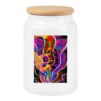 Frau Sonnenbrille Kunst Mode Modern Trend Bunt - Keksdose mit Holzdeckel - Weiß - Vorne