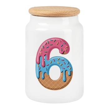 Eiscreme Zahl 6 Geburtstags Motiv Für Kinder - Cookie Jar with Wooden Lid - white - Front