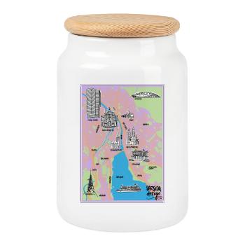 City of Zurich - Cookie Jar with Wooden Lid - white - Front