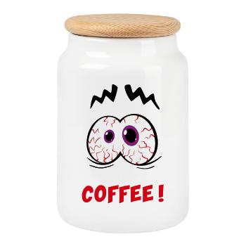 I need coffee! Funny comic motif - Cookie Jar with Wooden Lid - white - Front