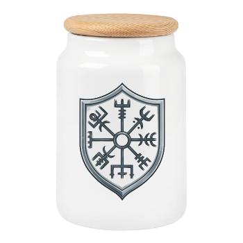 Vegvisir Schild Symbolik - Keksdose mit Holzdeckel - Weiß - Vorne