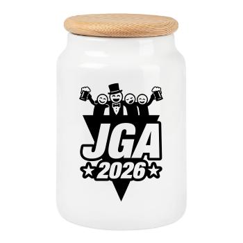 Enterrement de vie de garçon/jeune fille 2026 - Boîte à biscuits avec couvercle en bois - blanc - Devant