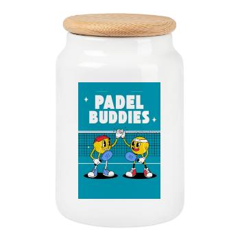 Padel Buddies High Five Duo - Keksdose mit Holzdeckel - Weiß - Vorne