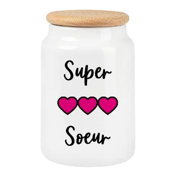 SISTER. BEST BIG SISTER. SISTER. BROTHER - Cookie Jar with Wooden Lid - white - Front