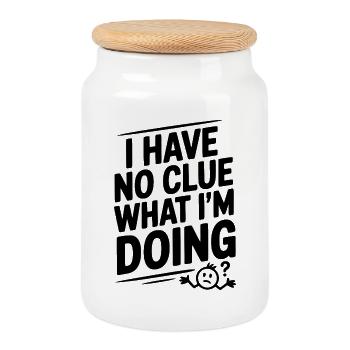 Je n’ai aucune idée de ce que je fais - Boîte à biscuits avec couvercle en bois - blanc - Devant